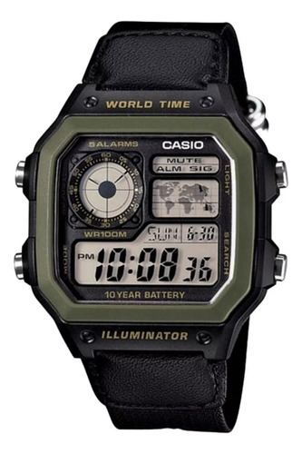 Relógio Casio Quadrado Ae-1200whb-1bvdf Cor Da Correia Preto