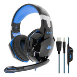 Headset Fone Ouvido Knup Gamer Pc Celular Ps4 Ps5 Xbox Over Cor Preto/azul