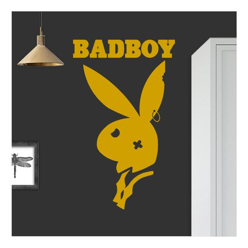 Adesivo De Parede Amarelo Logo Coelho Badboy