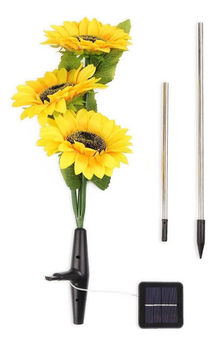 2 Lámparas De Césped De Girasol Solar Led Luz De Flores