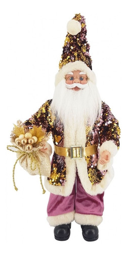 Papai Noel Grande Roxo Lilás Casaco Paetê Natal Premium 50cm