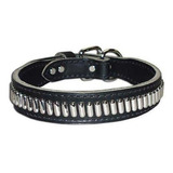 Omnipet Oblonga Tachonado Látigo Cuero Collar De Perro, Negr