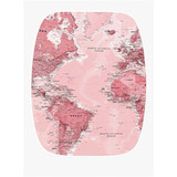 Mousepad Mapa Mundi Rosa Com Apoio De Pulso Ergonômico 