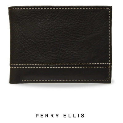 Cartera Perry Ellis Billetera Lujo Hombre Color Negro Diseño De La Tela Piel Sintética | Envío gratis