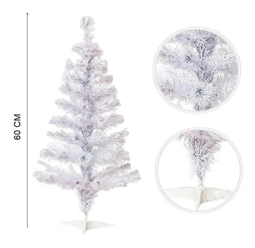 Arvore De Natal Branca Pequena 60cm -40 Galhos Decoracão Cor Branco