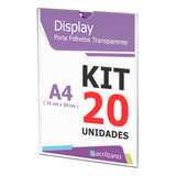 Display Acrilico Papel A4 30x21cm Parede Kit 20 Peças