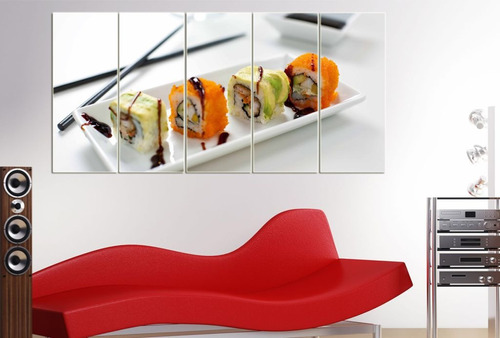 Cuadro 50x100cm Sushi Roll Maki Salmon Comida Japon M2