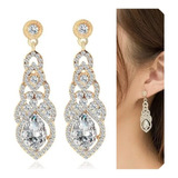 Elegantes Aretes  Largos Fiesta Con  Con Cristal Austriaco