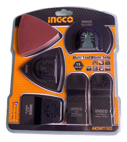 Kit Set Juego Hojas Multifuncional Oscilante 15 Piezas Ingco