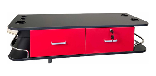 Mueble De Barbería O Peluquería Rojo Con Negro