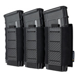 Porta Cargadores Tacticos Triple Idogear Para Arma Larga Color Negro