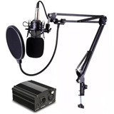 Microfone Estúdio Bm800 +phantom Power+cabo Xir+braco
