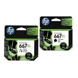 Kit Cartucho Hp 667xl Original Preto+color Para 2376, 2774