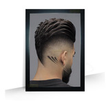 Quadro Corte De Cabelo Masculino Barbearia Com Moldura 45x33