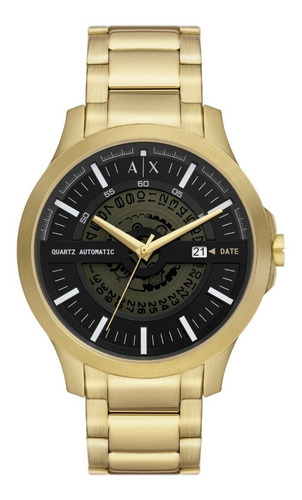 Reloj Hombre Armani Exchange Hampton Analogo Color De La Correa Dorado