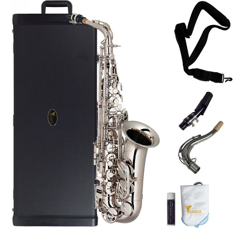 Saxofone Sax Alto Eagle Sa500n Mib Eb C/ Case Extra Luxo