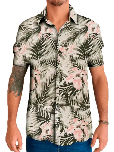 Camisa Efecto Uno Lifestyle Hombre Aloha Bco-floreado Blw