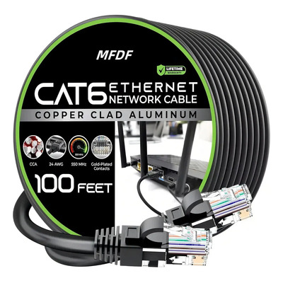 Mfdf®30 Metros Cable Red Plano Categoria 6 Cat6 Rj45 Utp Ethernet Cable ethernet exterior connector RJ45 cable UTP cat6 color círculo negro MFDF | MercadoLibre