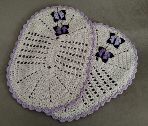 Kit 2tapete Oval De Crochê 57x43cm Barbante