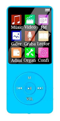 Reproductor Mp3 Mp4 8gb Celeste Bluetooth, Fm R,grab. De Voz