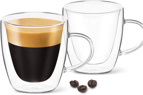 Tazas De Café Expreso Dlux De 3 Oz, Doble Pared, Vidrio Tran