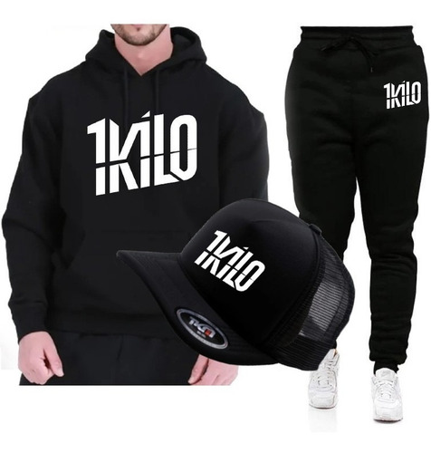 Kit Moletom + Calça + Boné 1kilo Banda Rap Rapper Conjunto