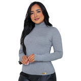 Blusa Femininas Segunda Pele Cacharel Inverno Gola Alta Liso