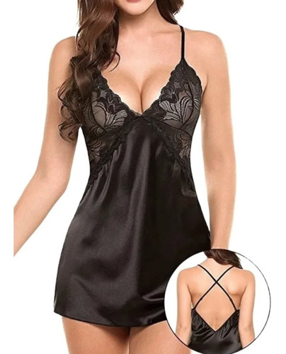 Sexy Lenceria Babydoll De Encaje Vestido Para Dormir Tirante