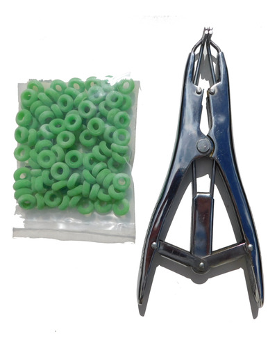 Pinza Elastrator + 100 Anillos Para Castrar  Descolar Ovinos