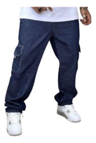 Calça Cargo Masculina Jeans Plus Size Cordão  Dazzling 
