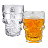 Set 2 Tarro Cerveza Calaca Vaso De Vidrio Calavera Cervecero