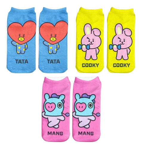 3 Pares Medias Tobilleras Sublimadas Bts Bt21