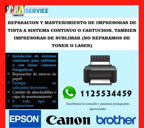 Servicio Técnico Reparación Impresora Epson Brother Canon Hp