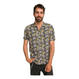 Camisa Guayabera Manga Corta Basement Palmas Tropical