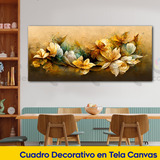 Cuadro Flores Doradas Elegantes Sala Comed Canvas 130x60 Fl7
