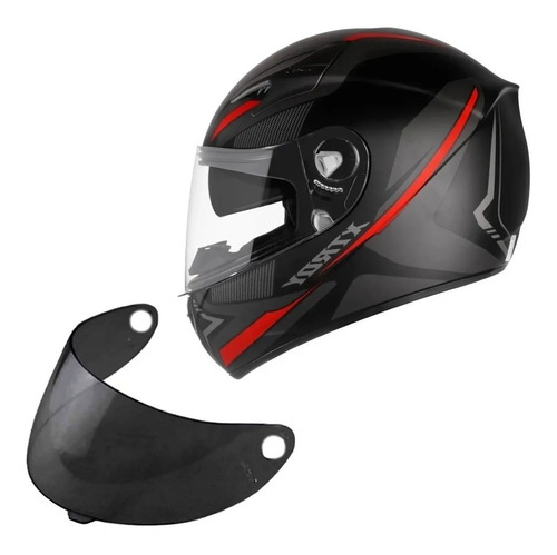 Capacete Moto Ebf Xtroy Legacy Preto E Rosa + Viseira Fume