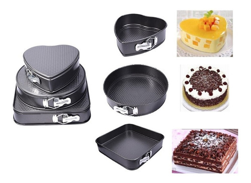 Set 3 Moldes Variados Repostería Queque Tortas Antiadherente