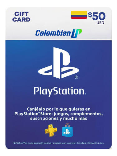 Tarjeta Psn $50 Usd Para Cuenta Colombiana Ps4 - Ps5