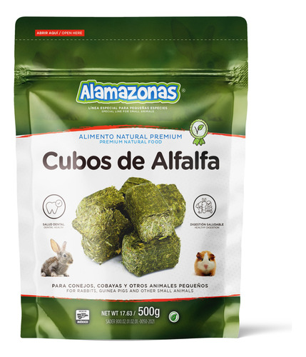 Cubos De Alfalfa Snack Roedor Cuyo 500g Cavia Alamazonas®
