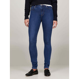 Jeans Harlem Azul Ceñidos Talle Alto Tommy Hilfiger Mujer