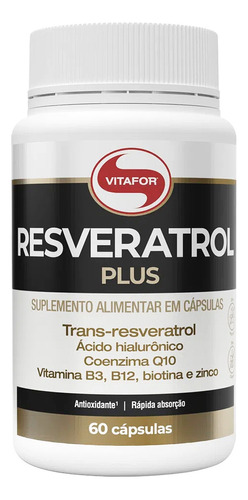 Resveratrol Plus 60 Cápsulas Vitafor Sem Sabor