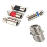 Kit 200 Pçs Conector Compressão Rge59 E Rg6 (100+100) + 100 Emendas F Coaxial