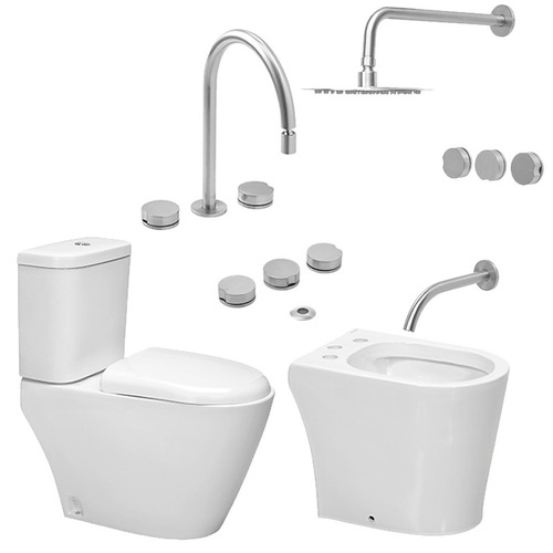 Set Baño Piazza Positano Bide Grifería Piazza Lounge Steel M