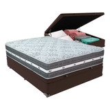 Cama Box Com Baú Marrom E Colchão Casal Black Grafit Anjos