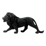 Escultura Estátua Decorativa Leão De Pé Andando Resina 40cm Cor Leão-preto
