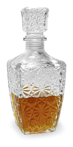 Decantador Botella Licor Vidrio Labrado Whisky C/tapon 850ml