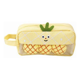 Cartuchera Tela Diseño Kawaii Fruit Tropical + 3 Pines Cute