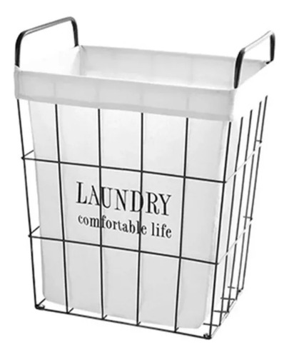 Canasto Cesto Ropa Metal Tela Rectangular Laundry