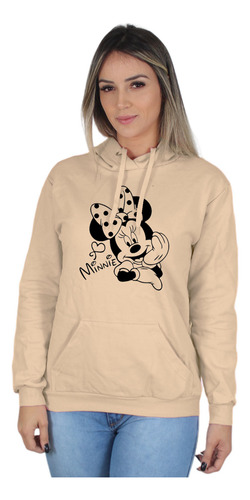 Moletom Feminino Estampado Minnie Blusa De Frio Canguru