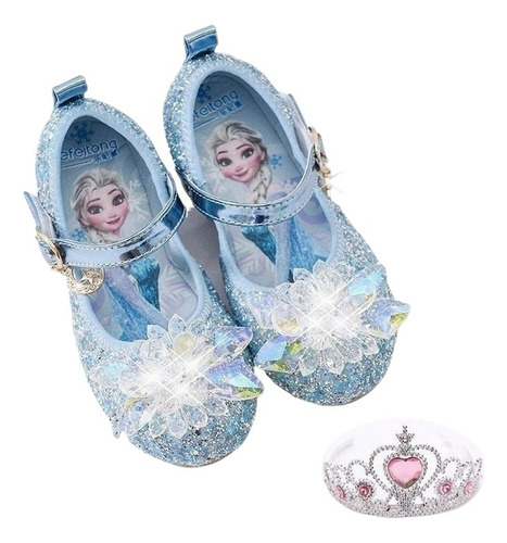 Zapatos Frozen Elsa Princess Con Suela Blanda De Cristal Par